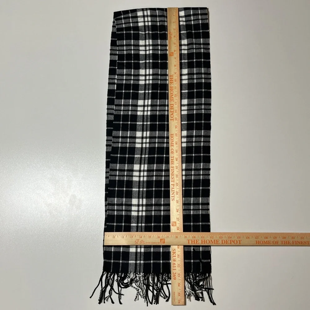 Cashmere Feel Black White Plaid Acrylic Scarf Very Soft Feels Like Real Cashmere